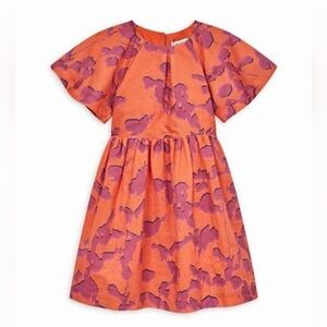 REISS
Girl's Jeanie Linen Blend Dress, Orange with Fuchsia flowers, size 11-12Y